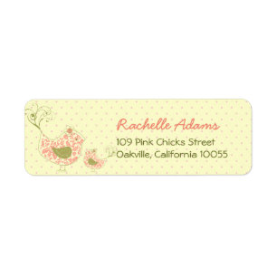 Étiquette Rose Damask Maman & Baby Girl Birds Chic Adresse