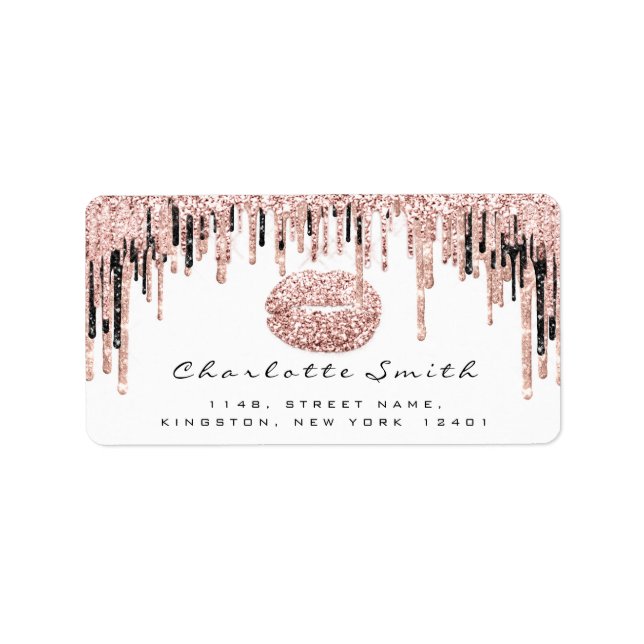 Étiquette Rose de baisers RSVP nuptiale lèvres Parties scint (Devant)