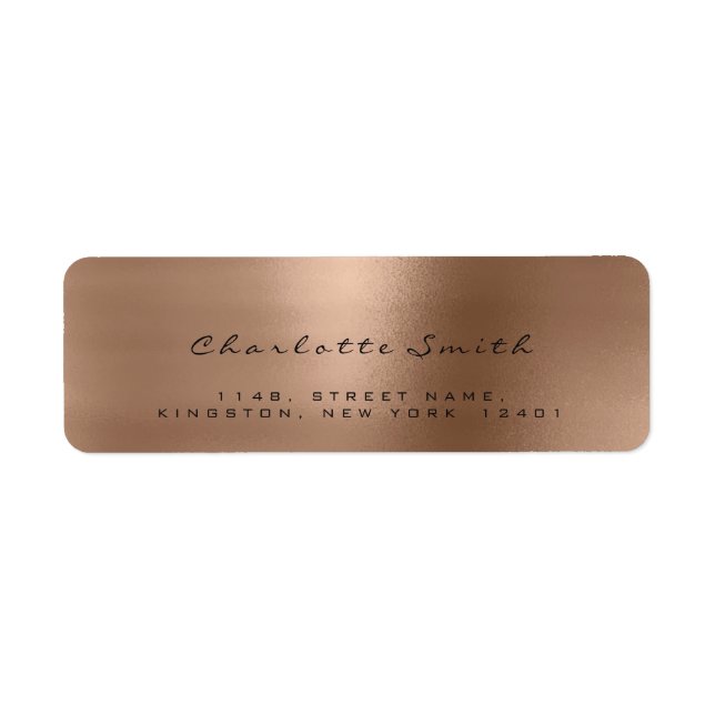 Étiquette Rose de bronze brillant Lux Adresse de retour Étiq (Devant)