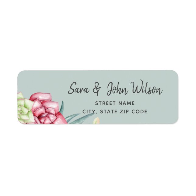 Étiquette Rose de cactus rustique Succulent Mariage floral (Devant)