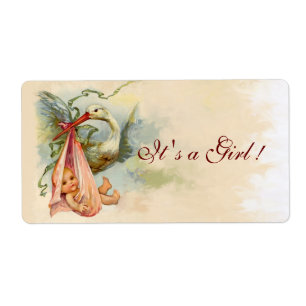 ÉTIQUETTE ROSE DE DOUCHE BÉBÉ STORK