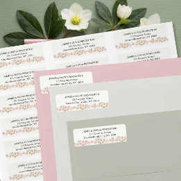 Étiquette Rose de Noël rose florale ruban adresse de retour