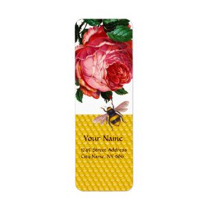 ÉTIQUETTE ROSE DE ROSE ET ABEILLE DE MIEL, APICULTEUR