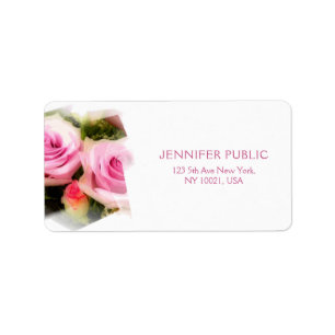 Étiquette Rose Design élégant Floral Art Flowers Adresse