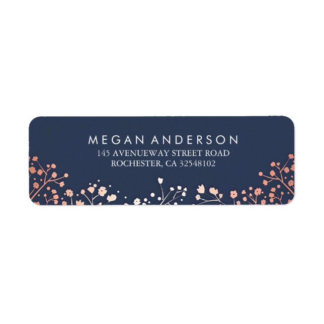 Étiquette Rose du souffle de bébé or et Mariage de marine (Devant)