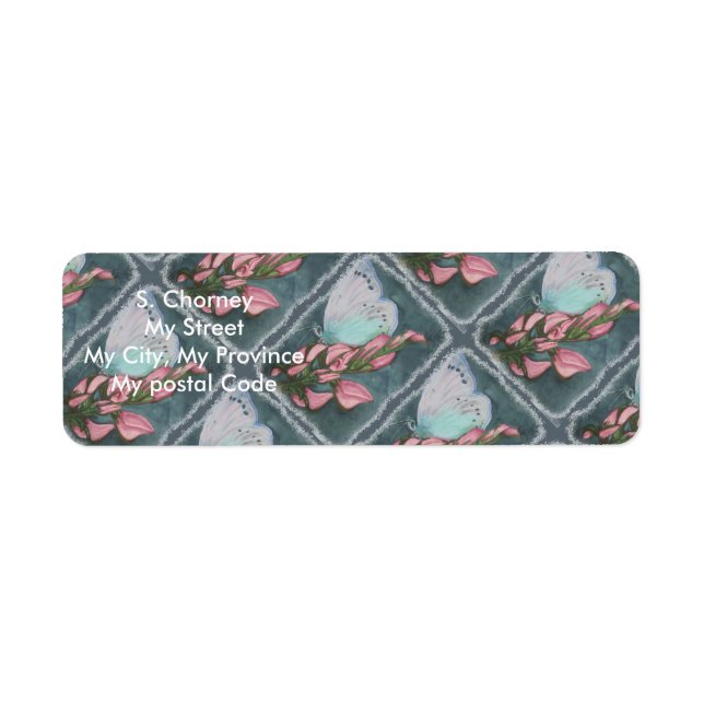 Étiquette ROSE ET BLEUE BOUTEILLE Adresse de retour (Devant)