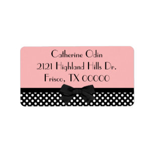 Étiquette rose et noir élégant de dot address de