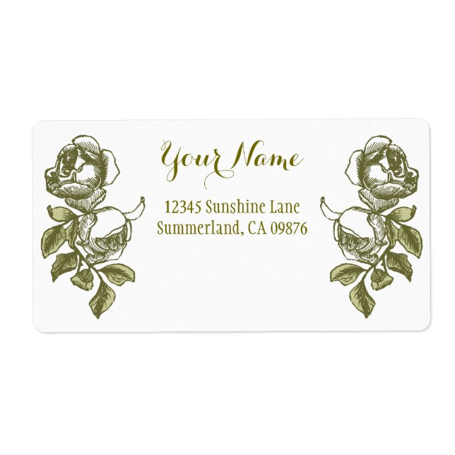 Étiquette Rose Etching Blanc Golden Custom Livraison Étiquet (Devant)