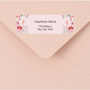 Étiquette Rose fleurs roses adresse de retour