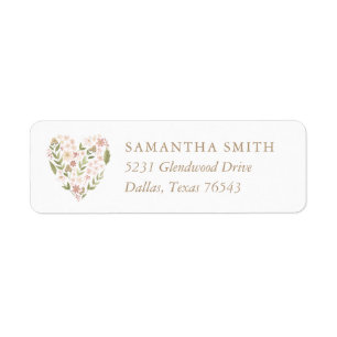 Étiquette Rose Floral Heart Girl Baby shower Adresse de reto