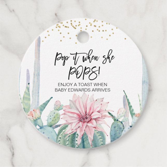 Étiquette Rose Flower Cactus Pop It When She Pops (Devant)