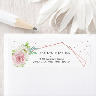 Étiquette Rose géométrique chic Gold Foil Mariage floral