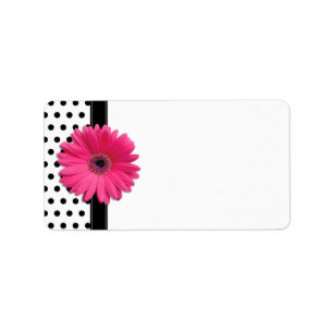 Étiquette Rose Gerbera Daisy Polka Mariage Blair Adresse