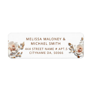 Étiquette Rose Gold Blush Rose 3D Floral
