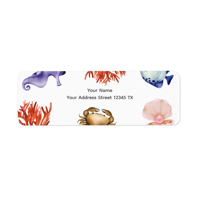 Étiquette Rose gold Coastal Chic Watercolor (Devant)