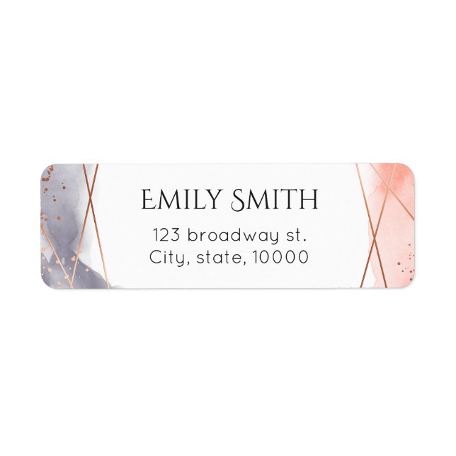 Étiquette Rose Gold Dawn Aquarelle Adresse de retour géométr (Devant)