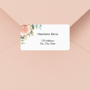 Étiquette Rose gold floral eucalyptus adresse de retour 