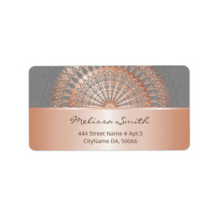 Étiquette Rose Gold Grey Mandala