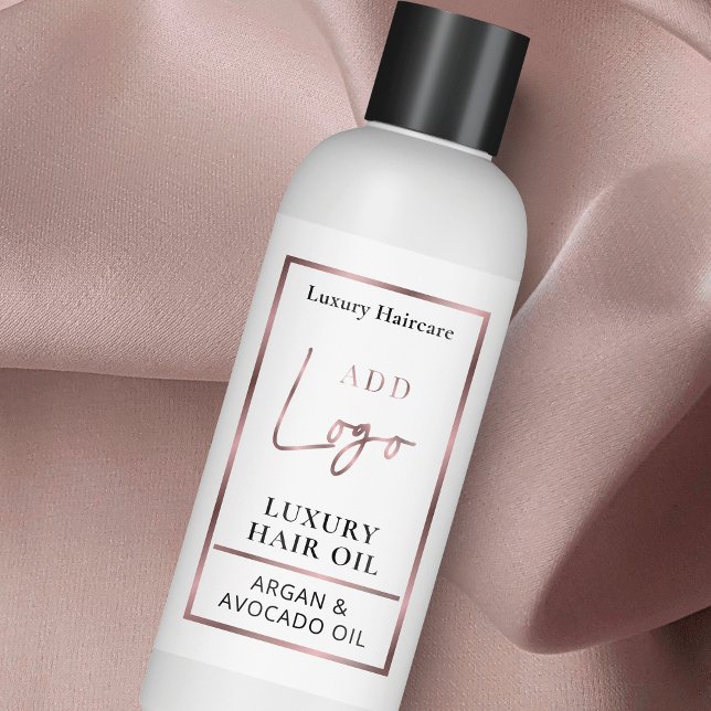 Étiquette rose Gold Logo 4 OZ Cosmetic Bottle Wrap (Rose gold and white skincare bottle wrap around labels with space for your logo)