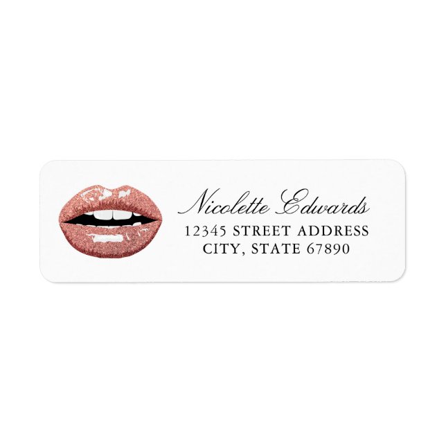 Étiquette Rose Gold Maquillage Beauté Lips Adresse (Devant)