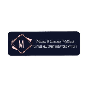 Étiquette Rose Gold Marine Blue Mauve Adresse géométrique