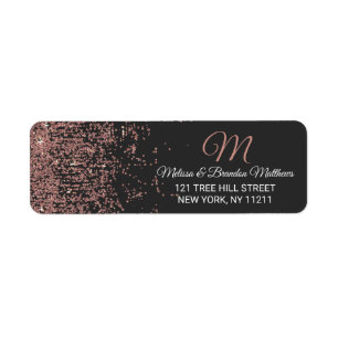 Étiquette Rose Gold Parties scintillant Étincelles Adresse n