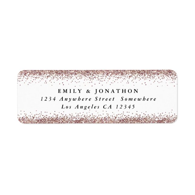 Étiquette Rose Gold Parties scintillant Script Blanc Nom de  (Devant)