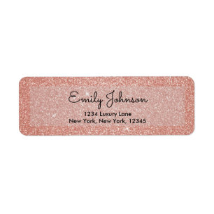 Étiquette Rose Gold Poudré Mariage Paillettes