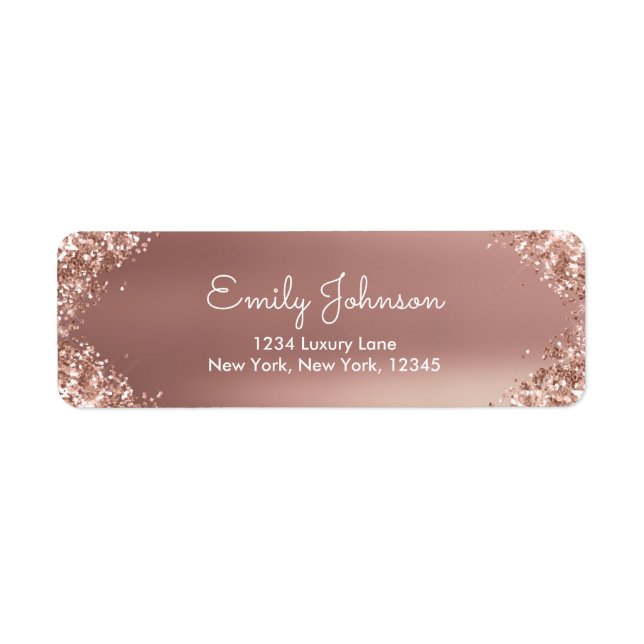 Étiquette Rose Gold Poudré Pailleur et Scintillant (Devant)