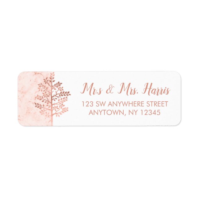 Étiquette Rose Gold Tree of Life Bat mitzvah Adresse de reto (Devant)