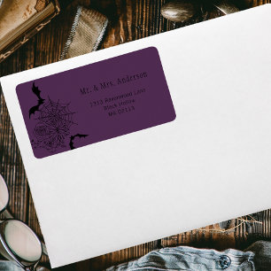 Étiquette Rose gothique Bat Spiderweb Purple Mariage Adresse