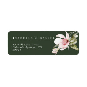 Étiquette Rose Green Magnolia Mariage Adresse de retour Labe