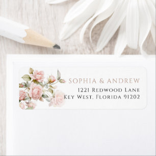 Étiquette Rose & Greenery Feuilles Adresse de retour Label