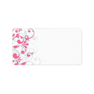 Étiquette rose gris Abstrait Floral Mariage Blank Adresse