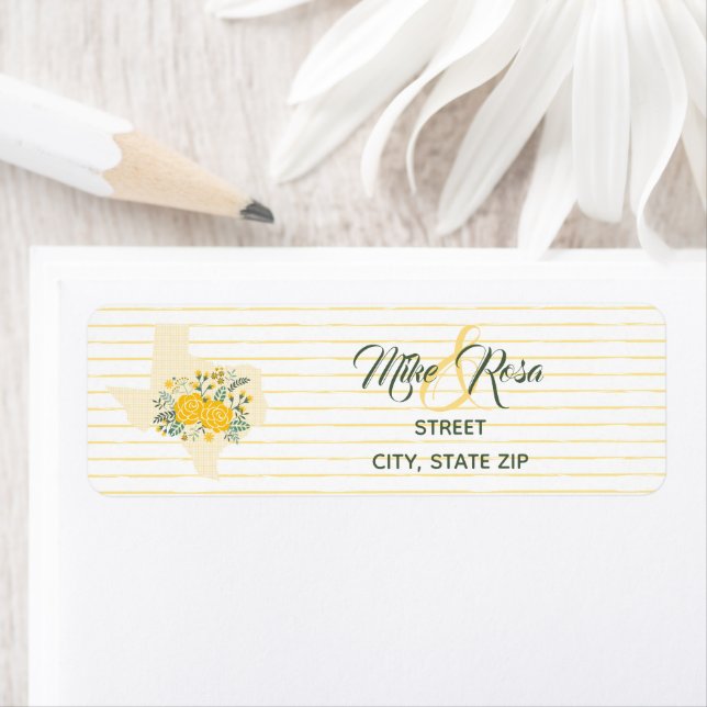 Étiquette Rose jaune du Texas - En vichy Mariage d'État (En situation)