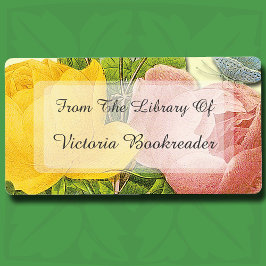 Étiquette Rose jaune rose Roses Personnalisé Bibliothèque Ét