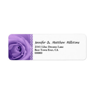 Étiquette Rose mauve pastel doux avec Mariage de la dentelle