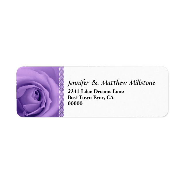 Étiquette Rose mauve pastel doux avec Mariage de la dentelle (Devant)
