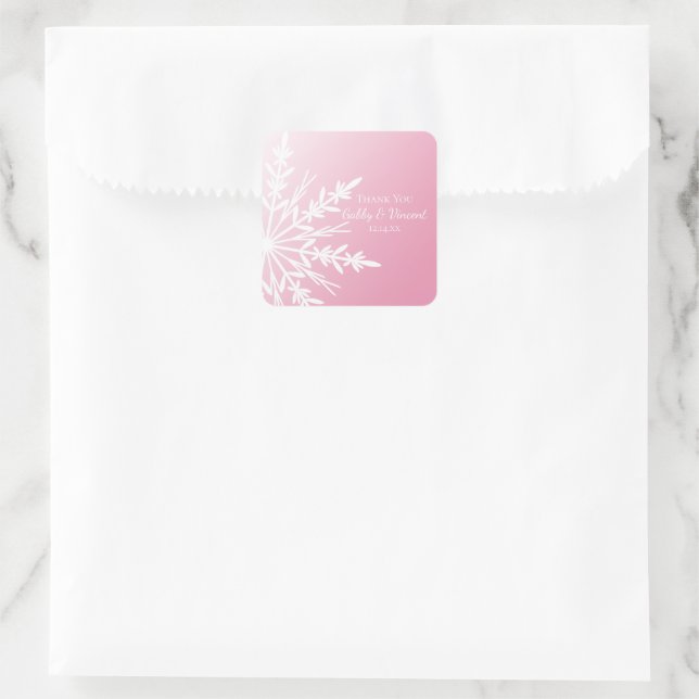 Étiquette rose Merci de mariage hivernal Favor (Sac)