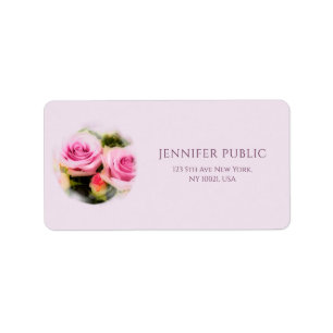 Étiquette Rose Moderne Design Floral Art Flowers Adresse