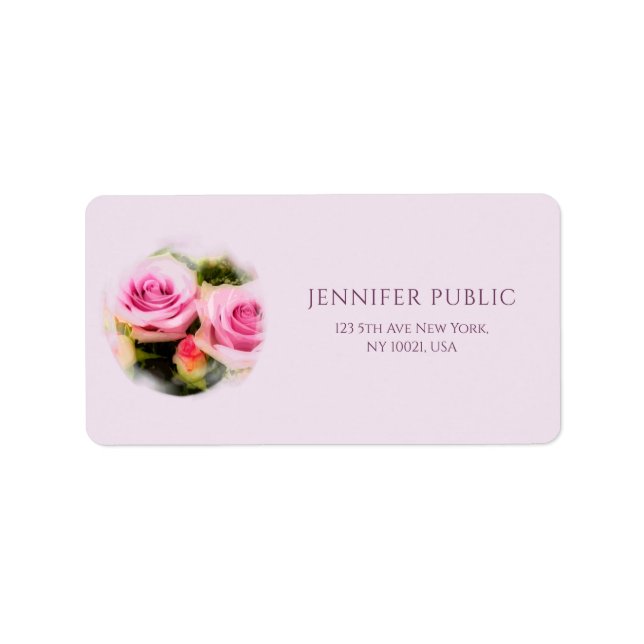 Étiquette Rose Moderne Design Floral Art Flowers Adresse (Devant)