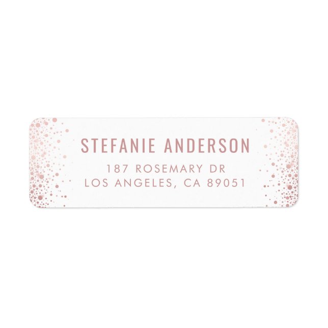 Étiquette Rose moderne  Gold Foil Confetti Dots Mariage blan (Devant)