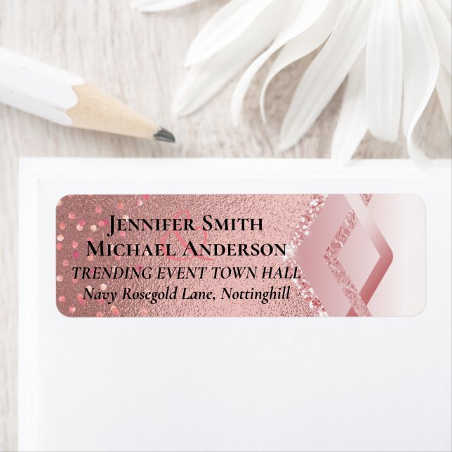 Étiquette Rose moderne Gold tendance Mariage budget (En situation)