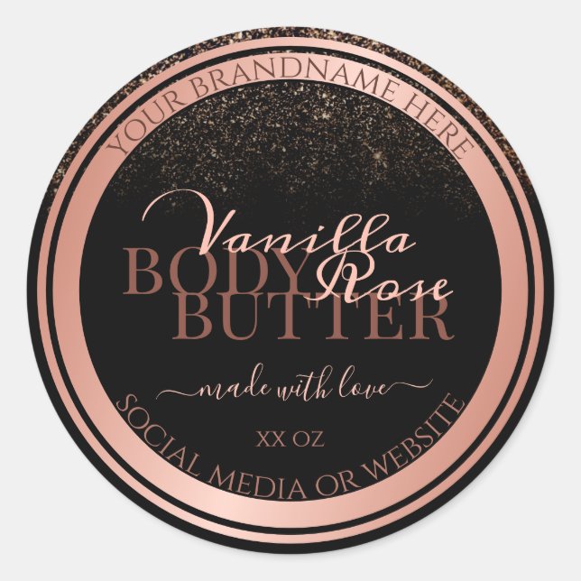 Étiquette Rose or  noir classique (Devant)