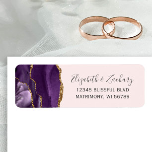 Étiquette Rose Pâle Élégant Adresse de Retour de Mariage en