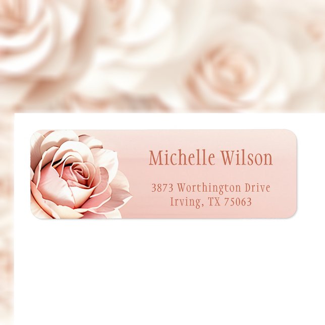 Étiquette Rose Pâle Élégant sur Adresse de Retour en Or Rose (Blooming Love, Delivered with Grace 🌸✉️)