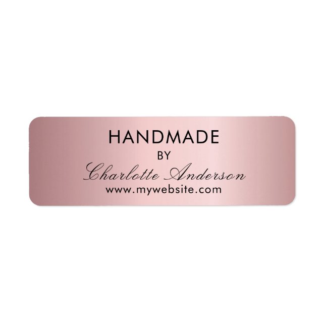 Étiquette Rose pâle fait main fait à partir du nom (Devant)