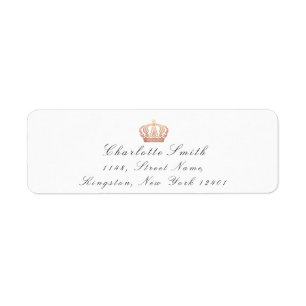 Étiquette Rose Parties scintillant d'or RSVP couronne prince