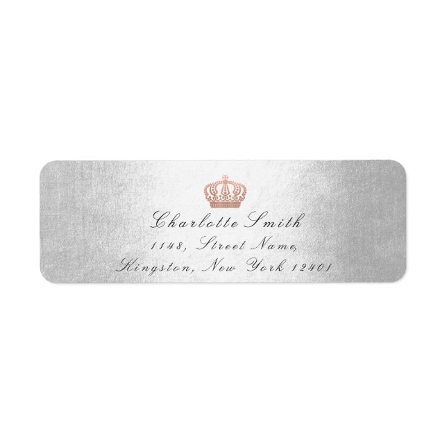 Étiquette Rose Parties scintillant rose RSVP Couronne prince (Devant)