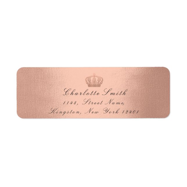 Étiquette Rose Parties scintillant rose RSVP Couronne Prince (Devant)